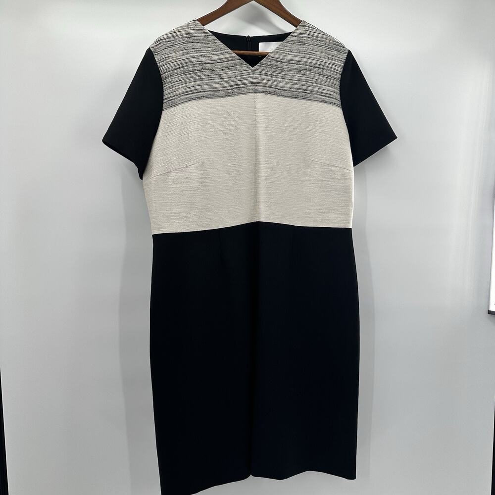 BOSS Hugo‎ Boss Dress Womens 14 Dapena V-Neck Colorblock Sheath Career Capsule